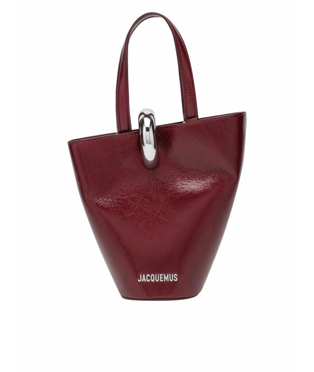 JACQUEMUS Бордовая кожаная сумка тоут, фото 1