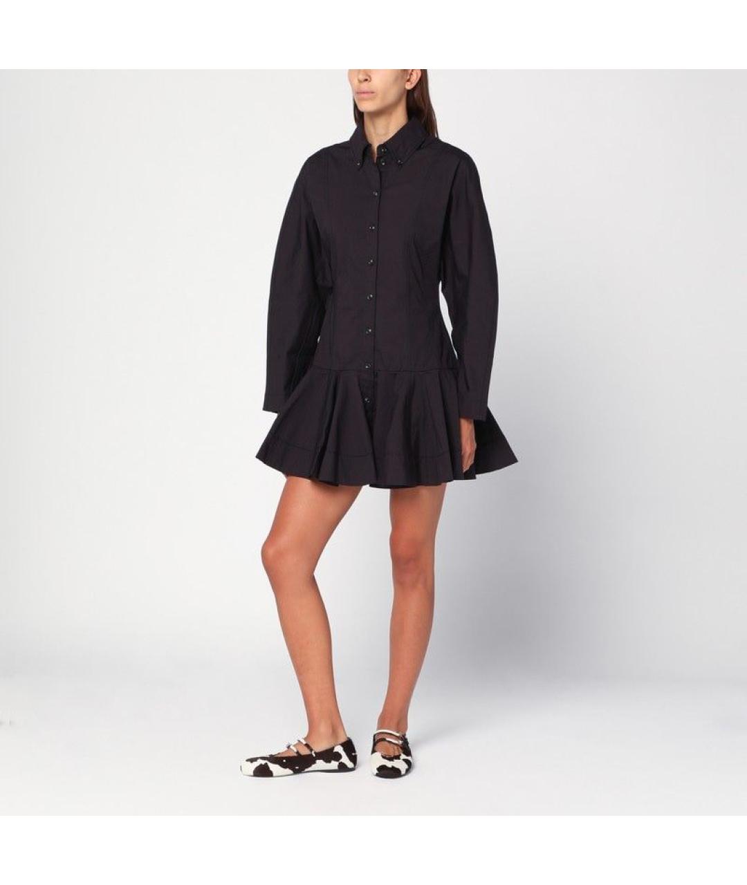 GANNI Черное хлопковое повседневное платье, фото 2