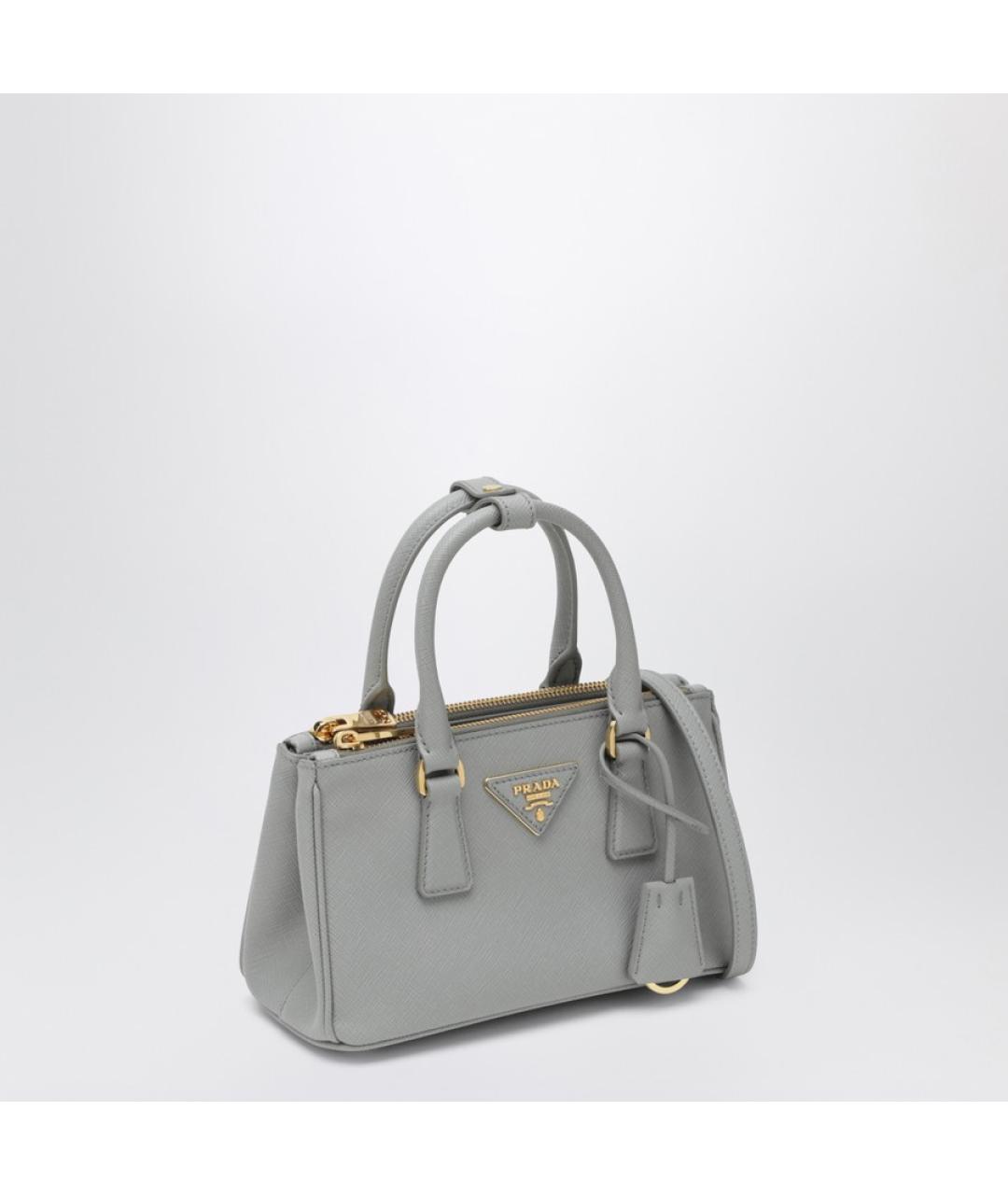 PRADA Серая кожаная сумка тоут, фото 3