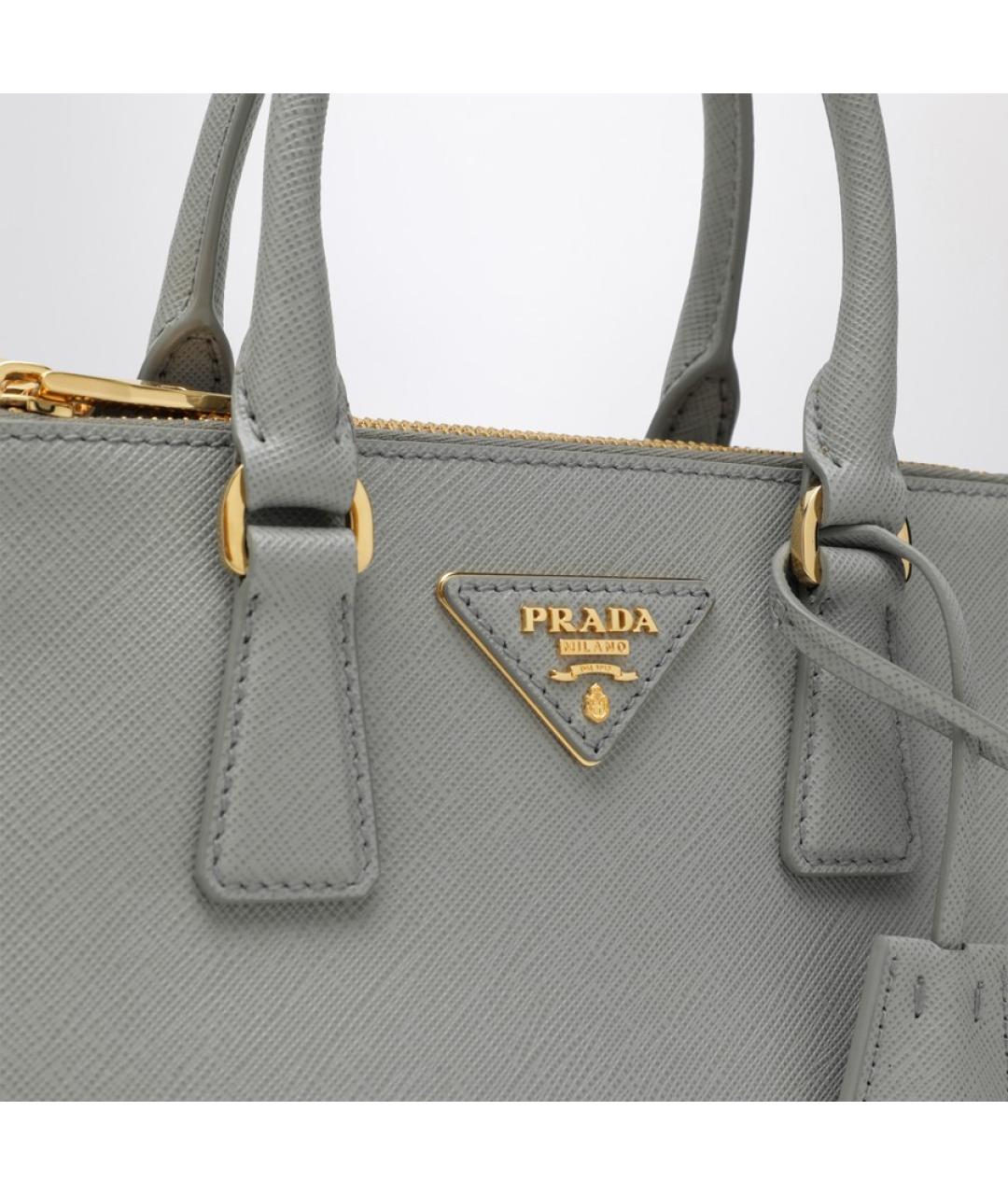 PRADA Серая кожаная сумка тоут, фото 6
