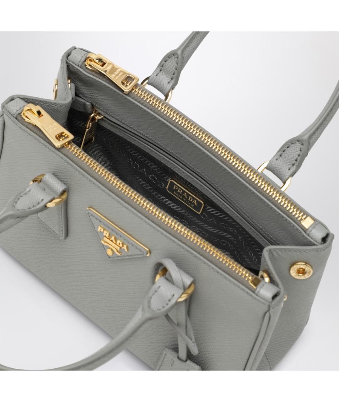 PRADA Серая кожаная сумка тоут, фото 5