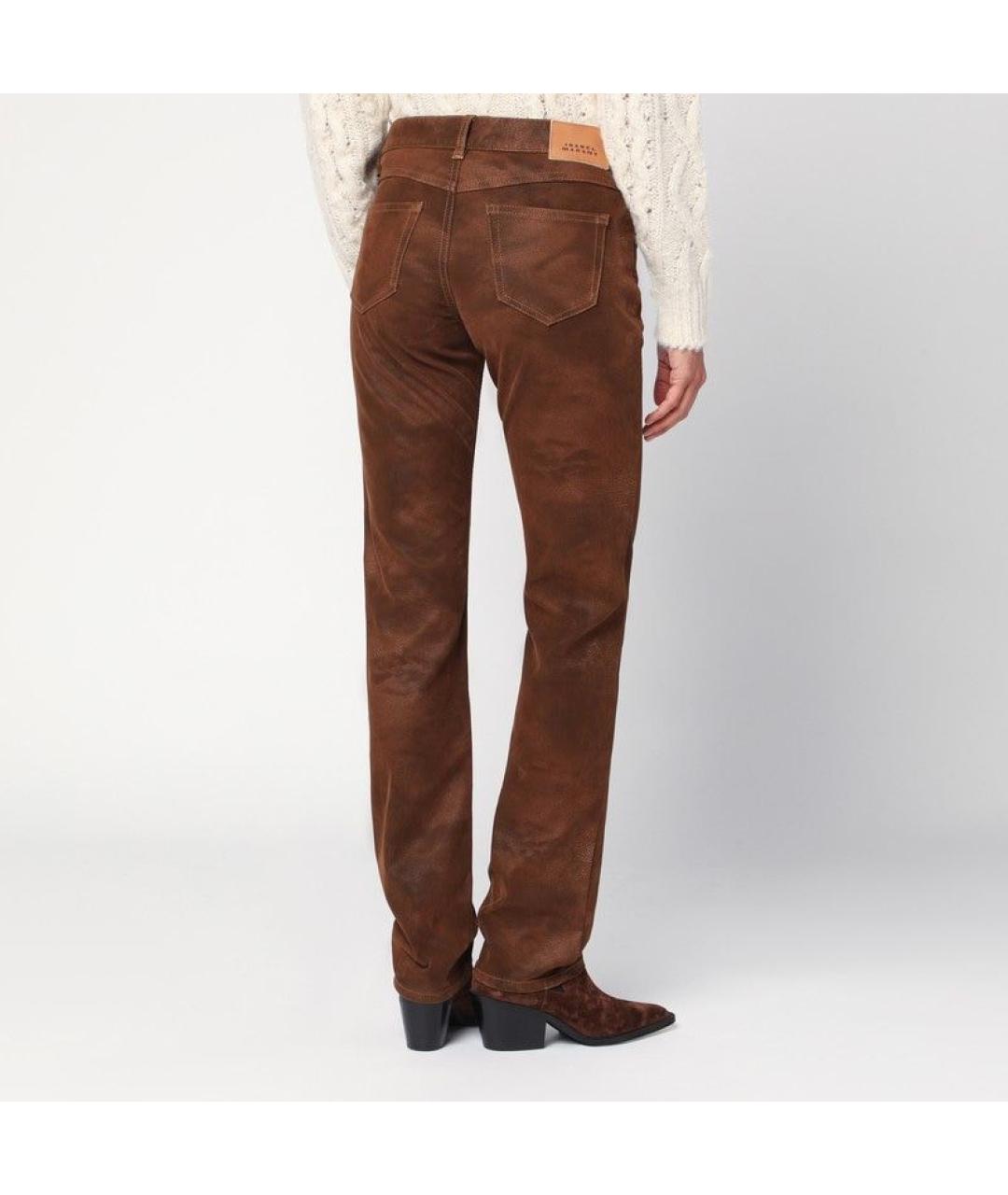 ISABEL MARANT Коричневые полиуретановые прямые брюки, фото 2