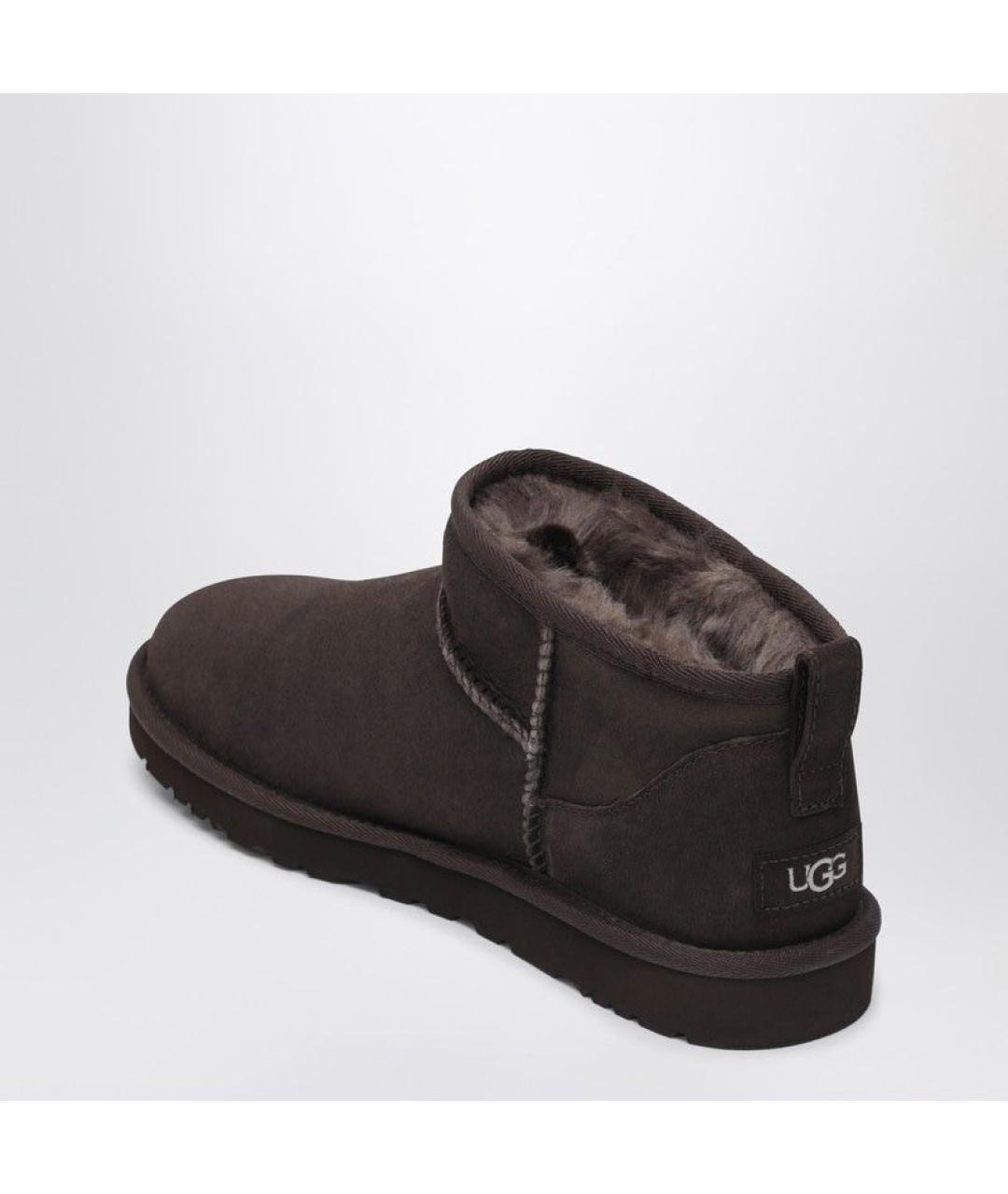 UGG AUSTRALIA Коричневые нубуковые низкие ботинки, фото 3