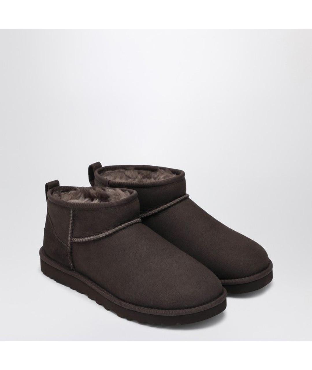 UGG AUSTRALIA Коричневые нубуковые низкие ботинки, фото 2