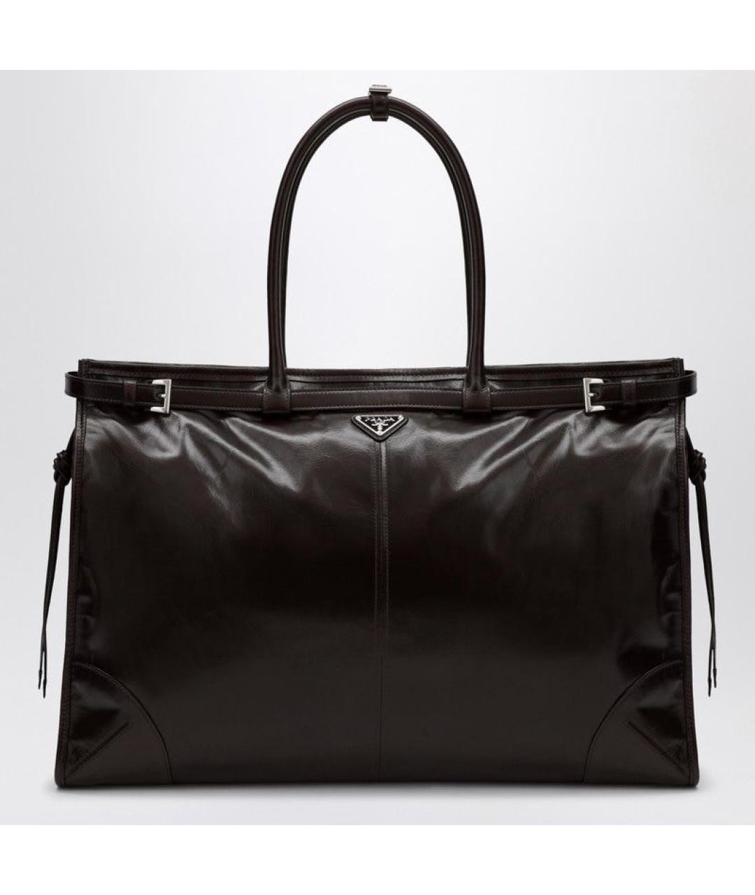 PRADA Коричневая кожаная сумка тоут, фото 3