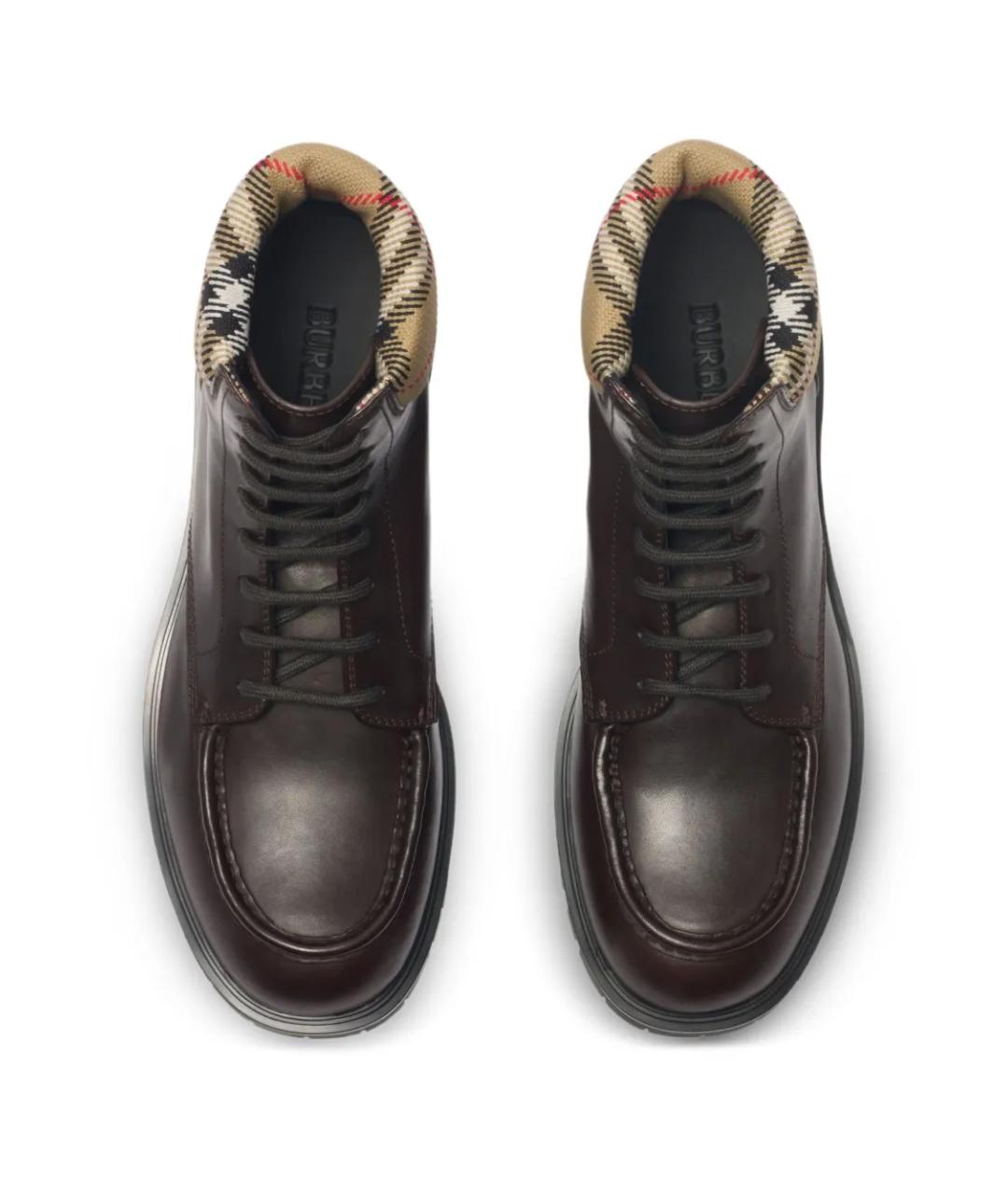 BURBERRY Коричневые кожаные высокие ботинки, фото 3