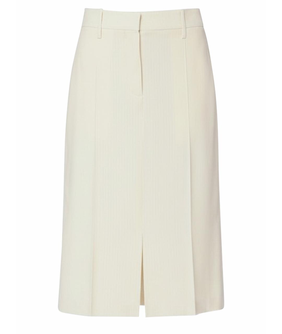 JIL SANDER Белая шерстяная юбка миди, фото 1