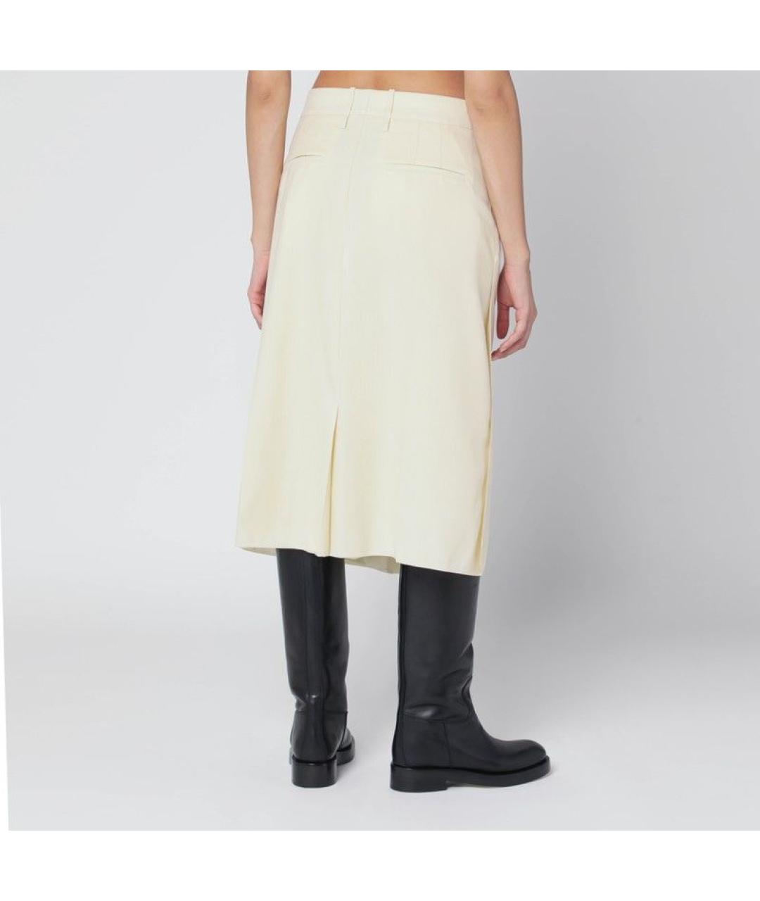 JIL SANDER Белая шерстяная юбка миди, фото 2