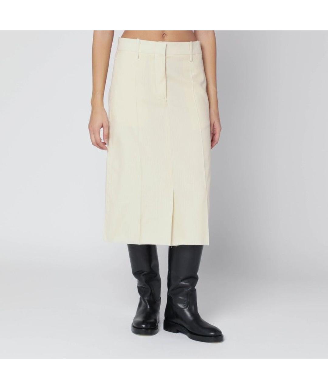 JIL SANDER Белая шерстяная юбка миди, фото 3