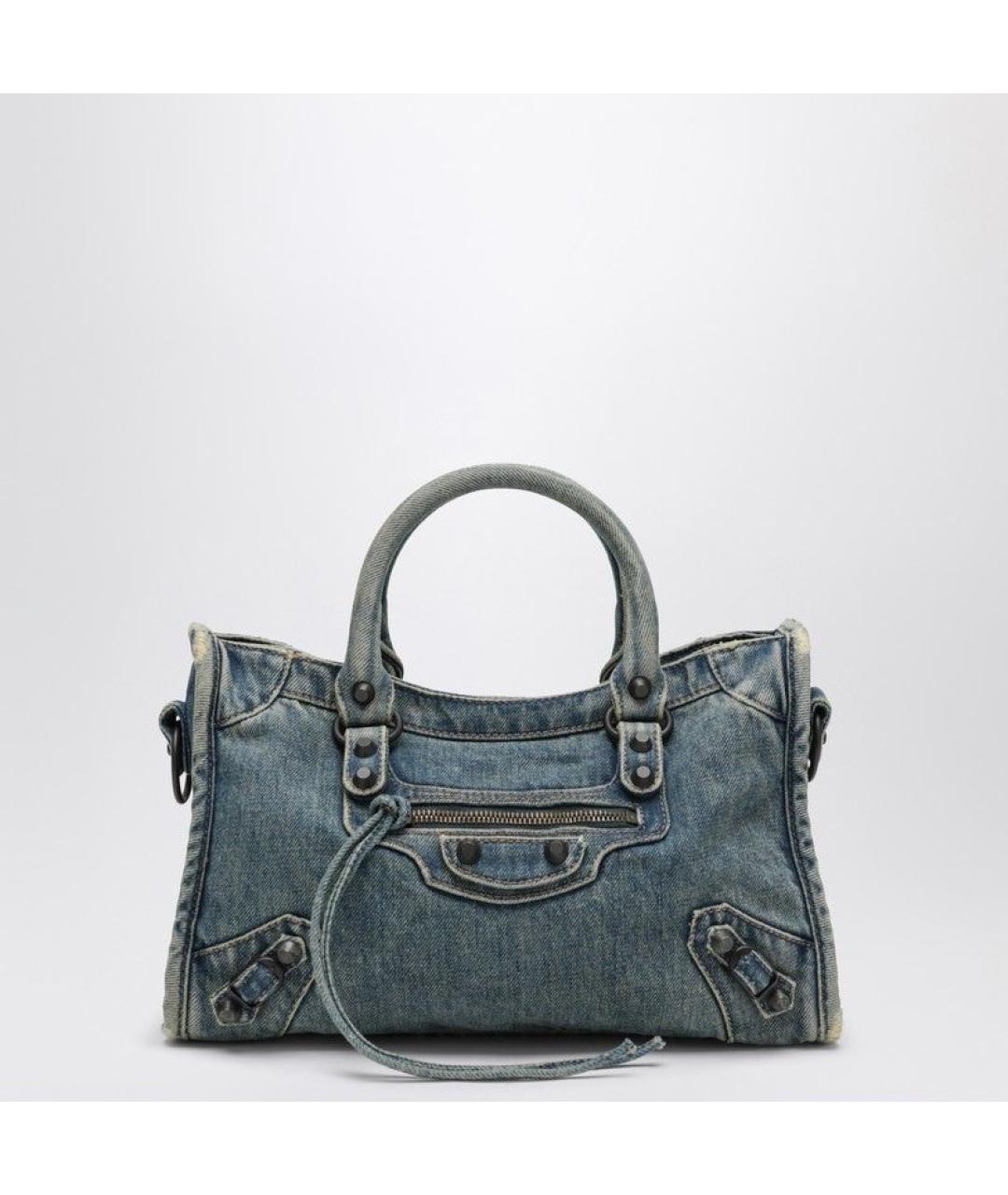 BALENCIAGA Голубая деним сумка тоут, фото 3