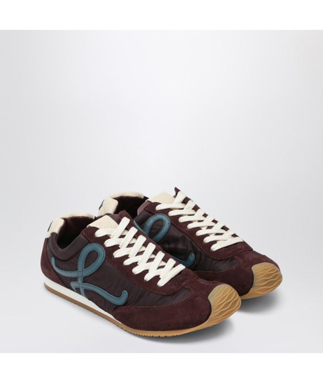 LOEWE Бордовые замшевые кроссовки, фото 2