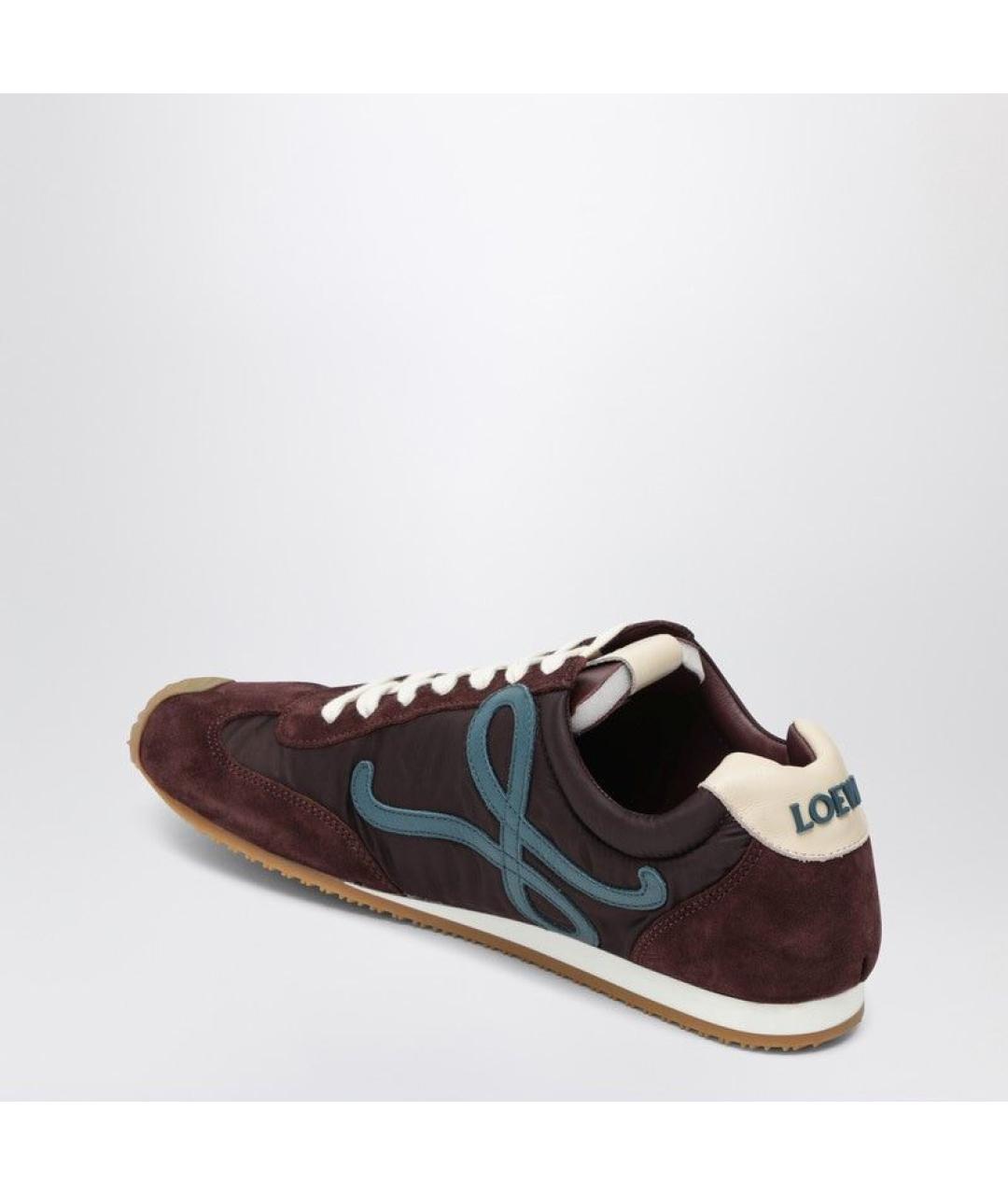 LOEWE Бордовые замшевые кроссовки, фото 3