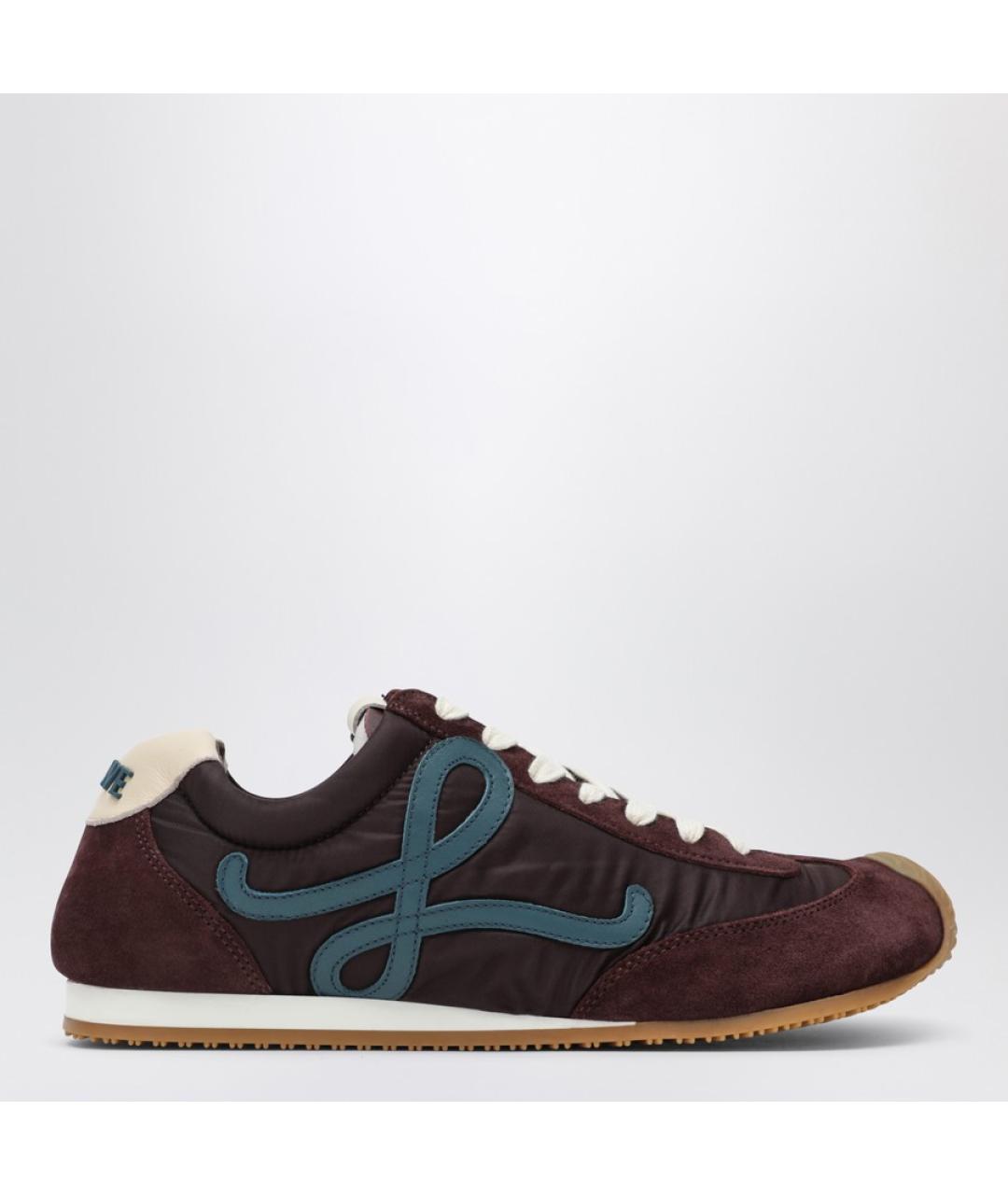 LOEWE Бордовые замшевые кроссовки, фото 4