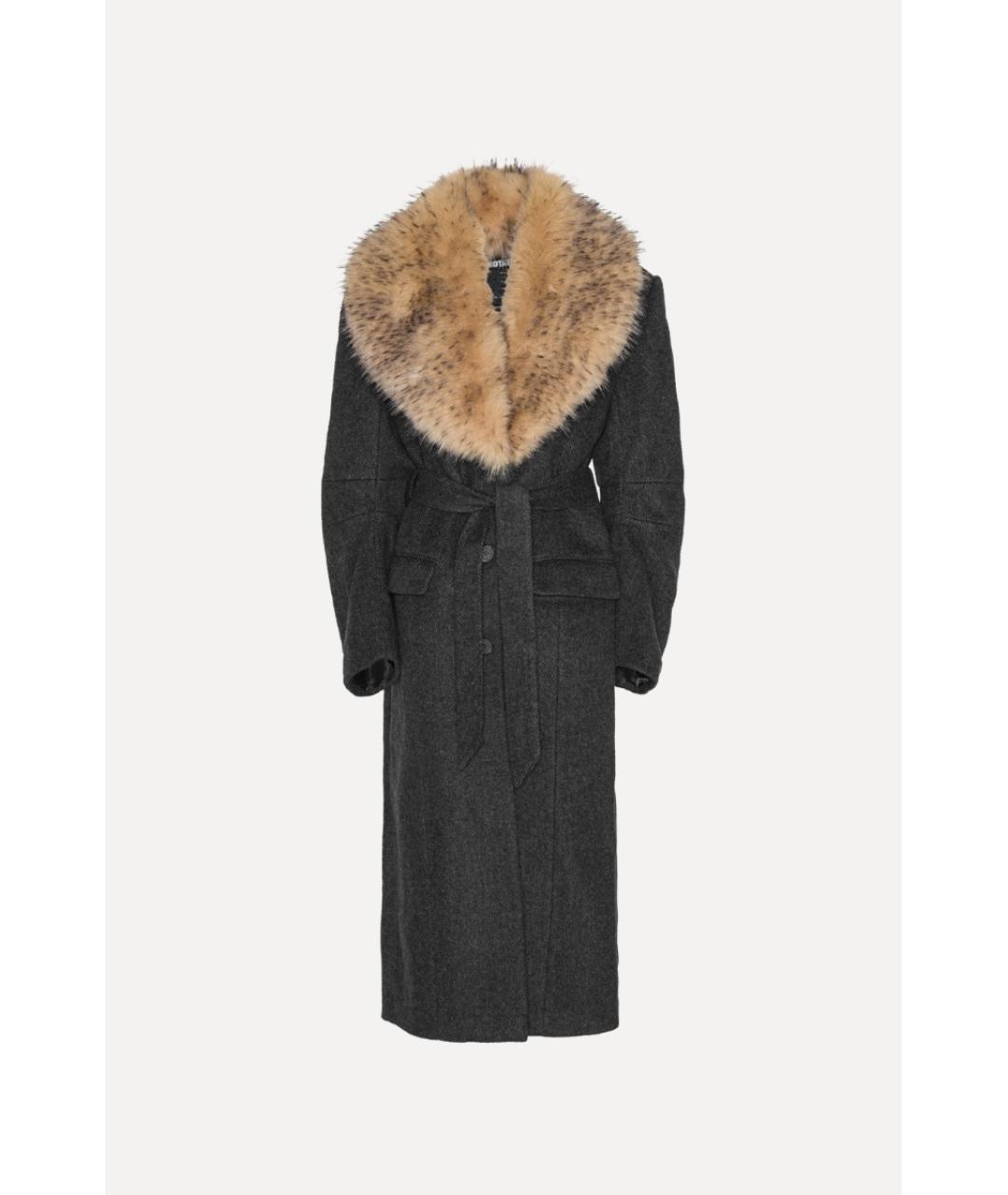 ROTATE Антрацитовое шерстяное пальто, фото 4