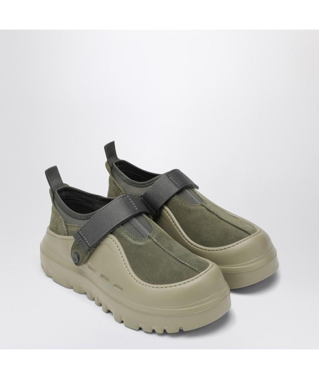 UGG AUSTRALIA Зеленые кожаные низкие ботинки, фото 2