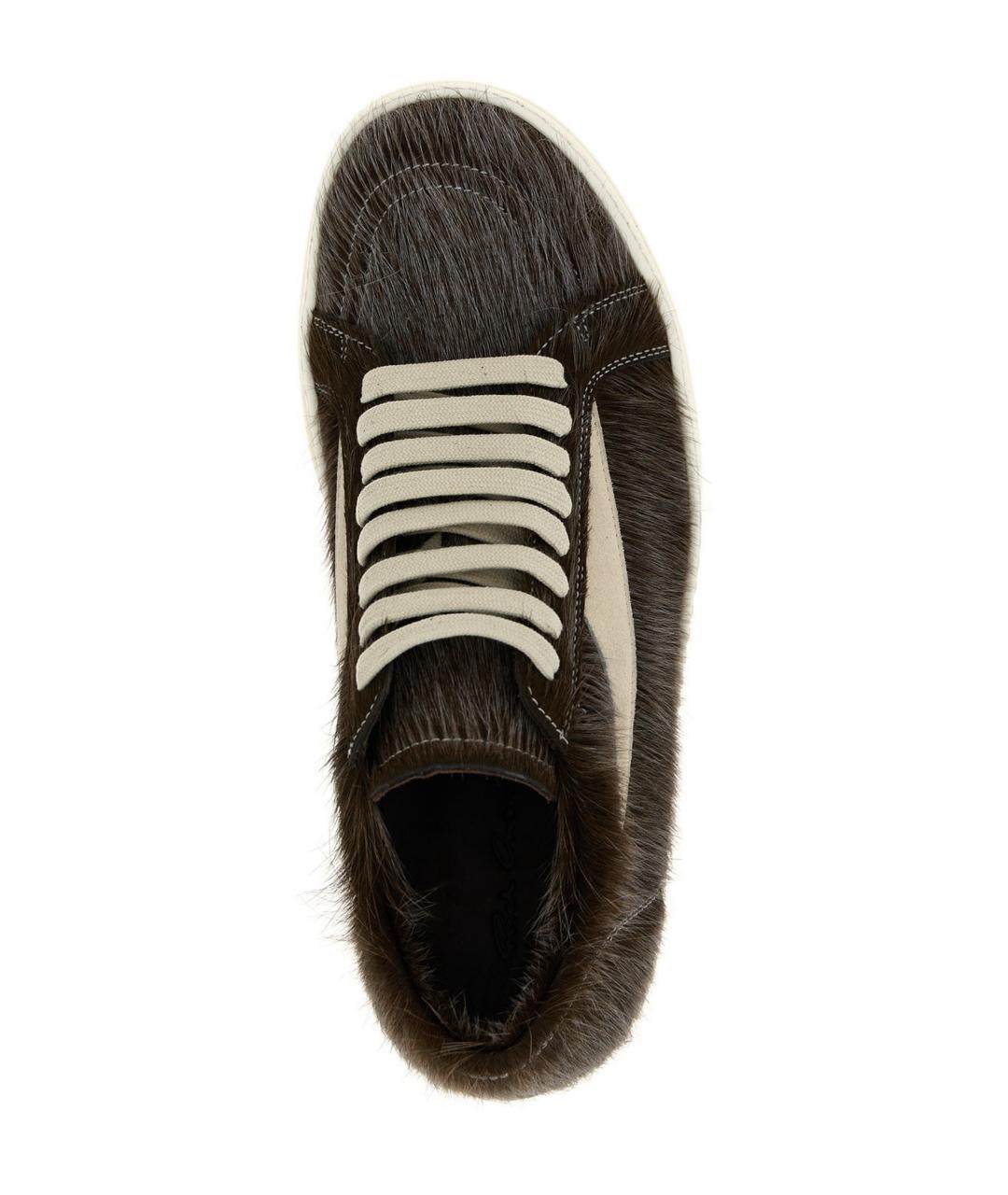 RICK OWENS Коричневые кожаные низкие кроссовки / кеды, фото 5