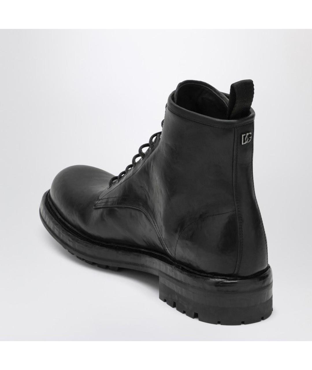 DOLCE&GABBANA Черные кожаные высокие ботинки, фото 3