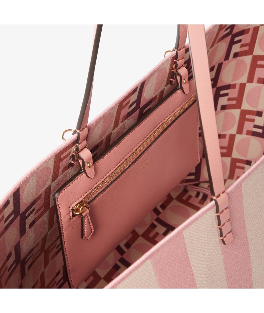 FENDI Розовая тканевая сумка тоут, фото 4