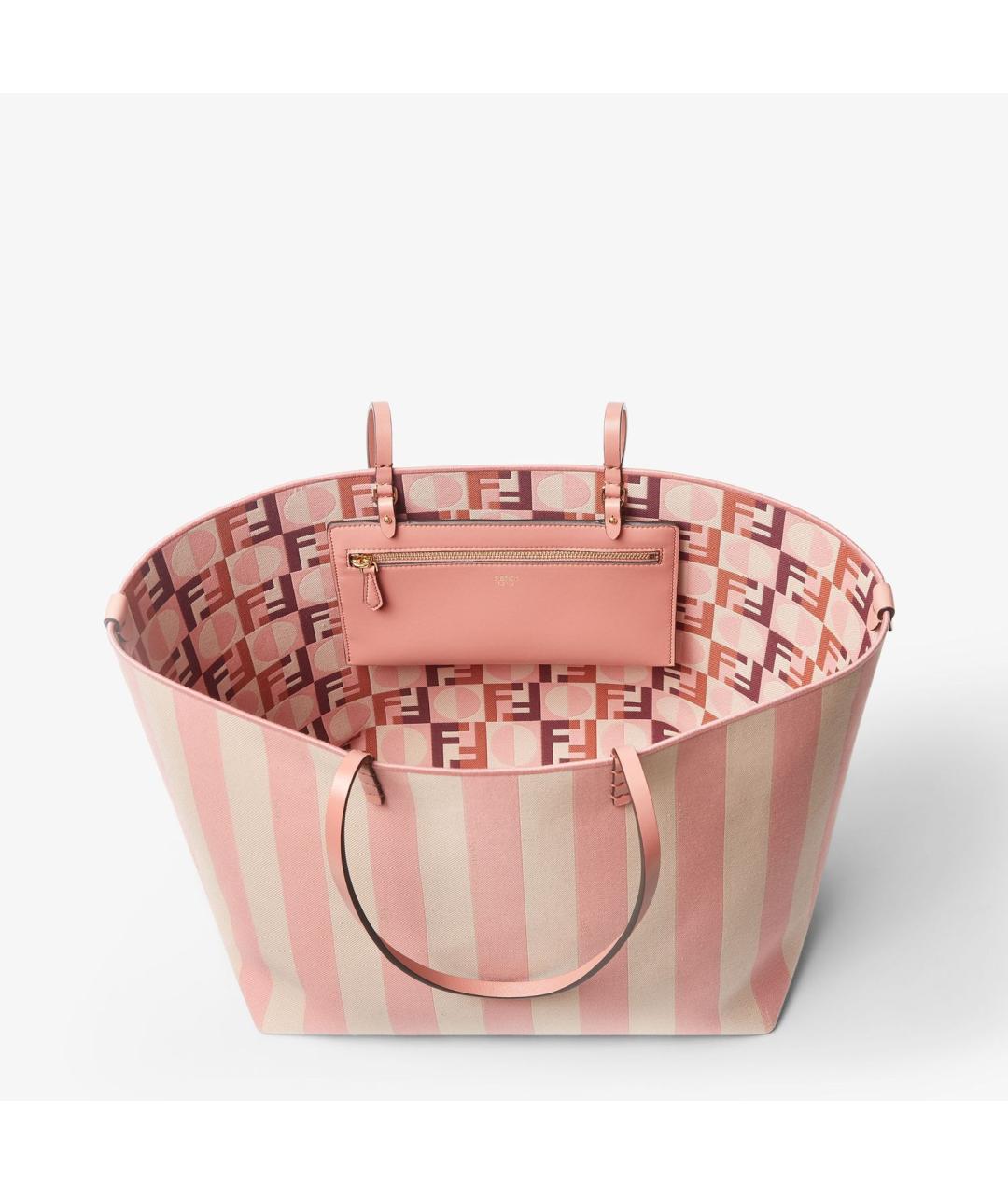 FENDI Розовая тканевая сумка тоут, фото 3