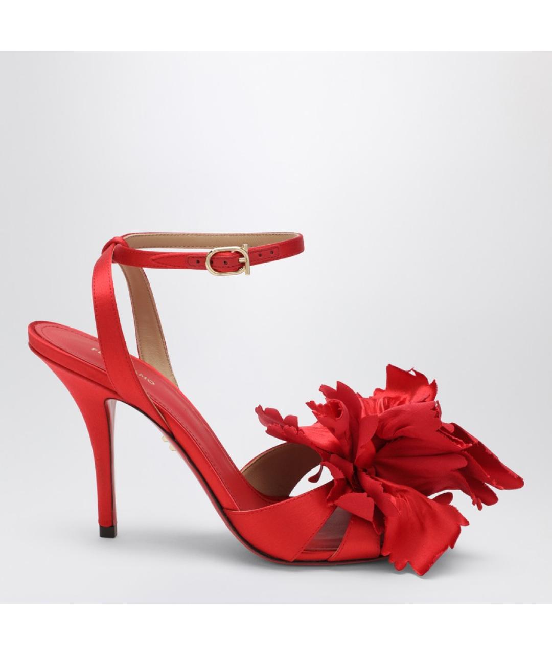 FERRAGAMO Красные текстильные босоножки, фото 4