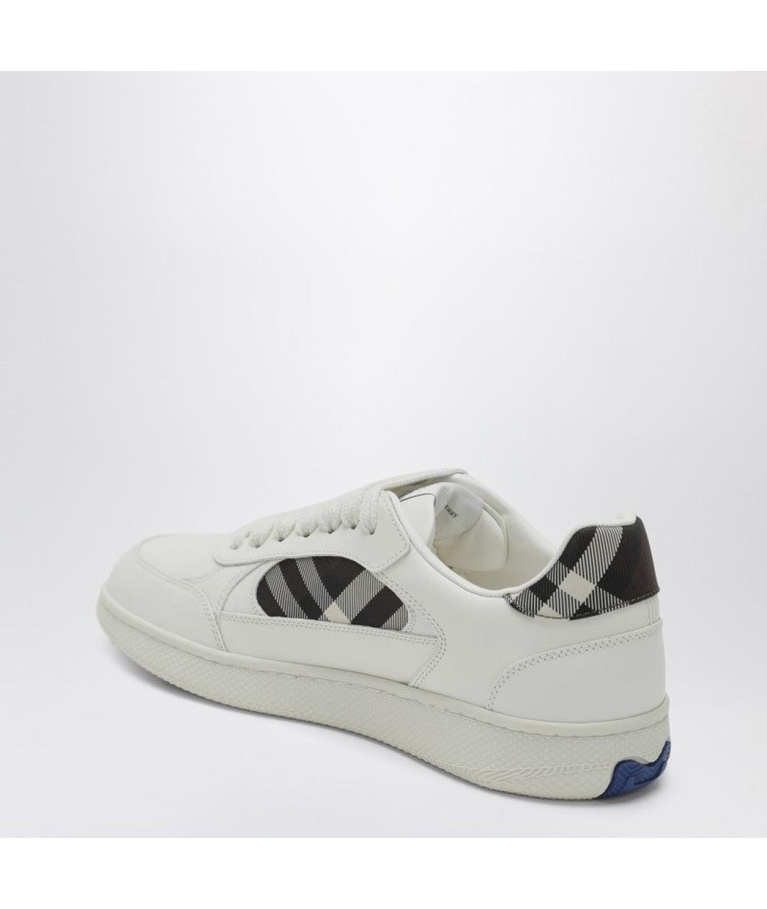 BURBERRY Белые кожаные низкие кроссовки / кеды, фото 3