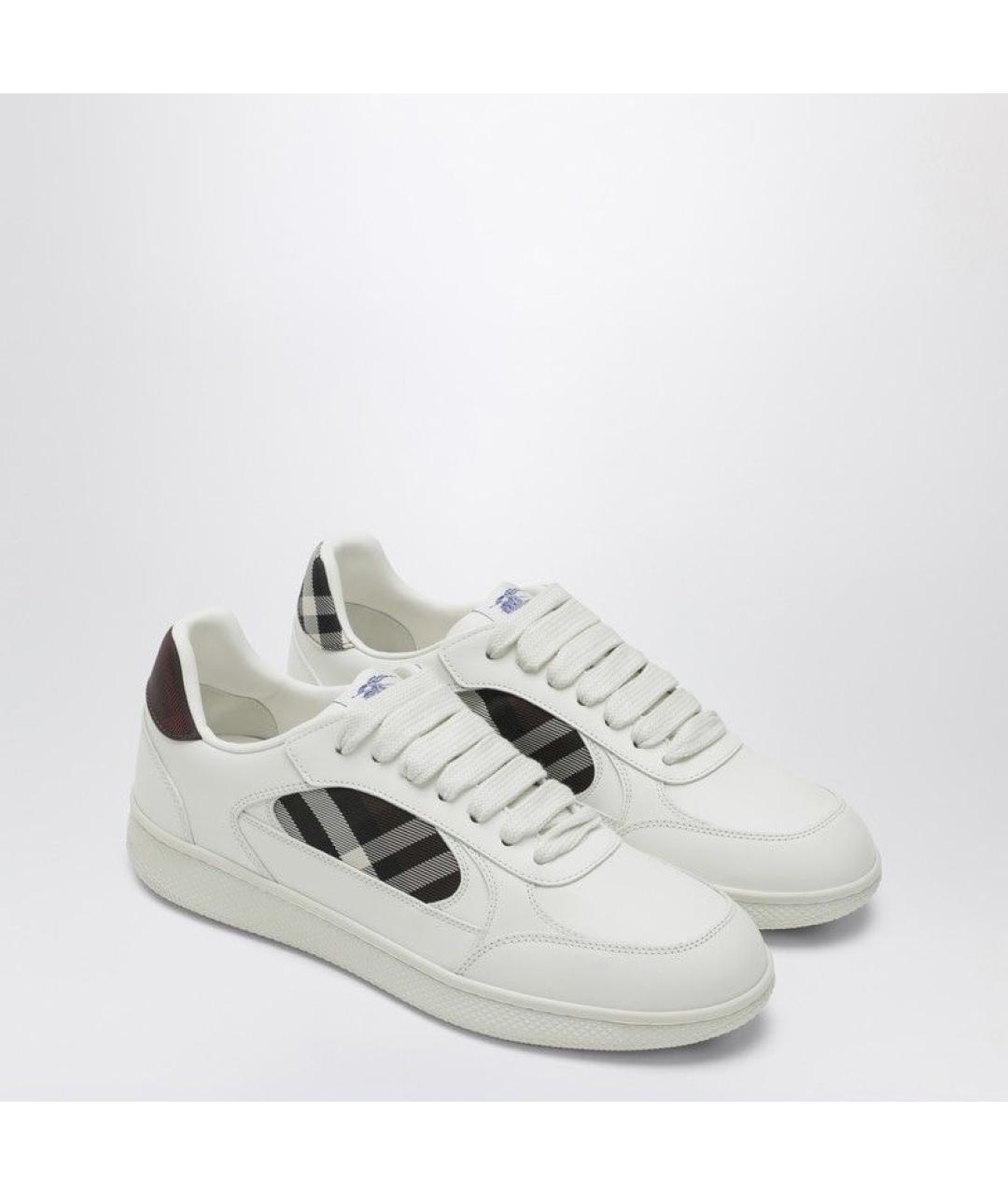 BURBERRY Белые кожаные низкие кроссовки / кеды, фото 4