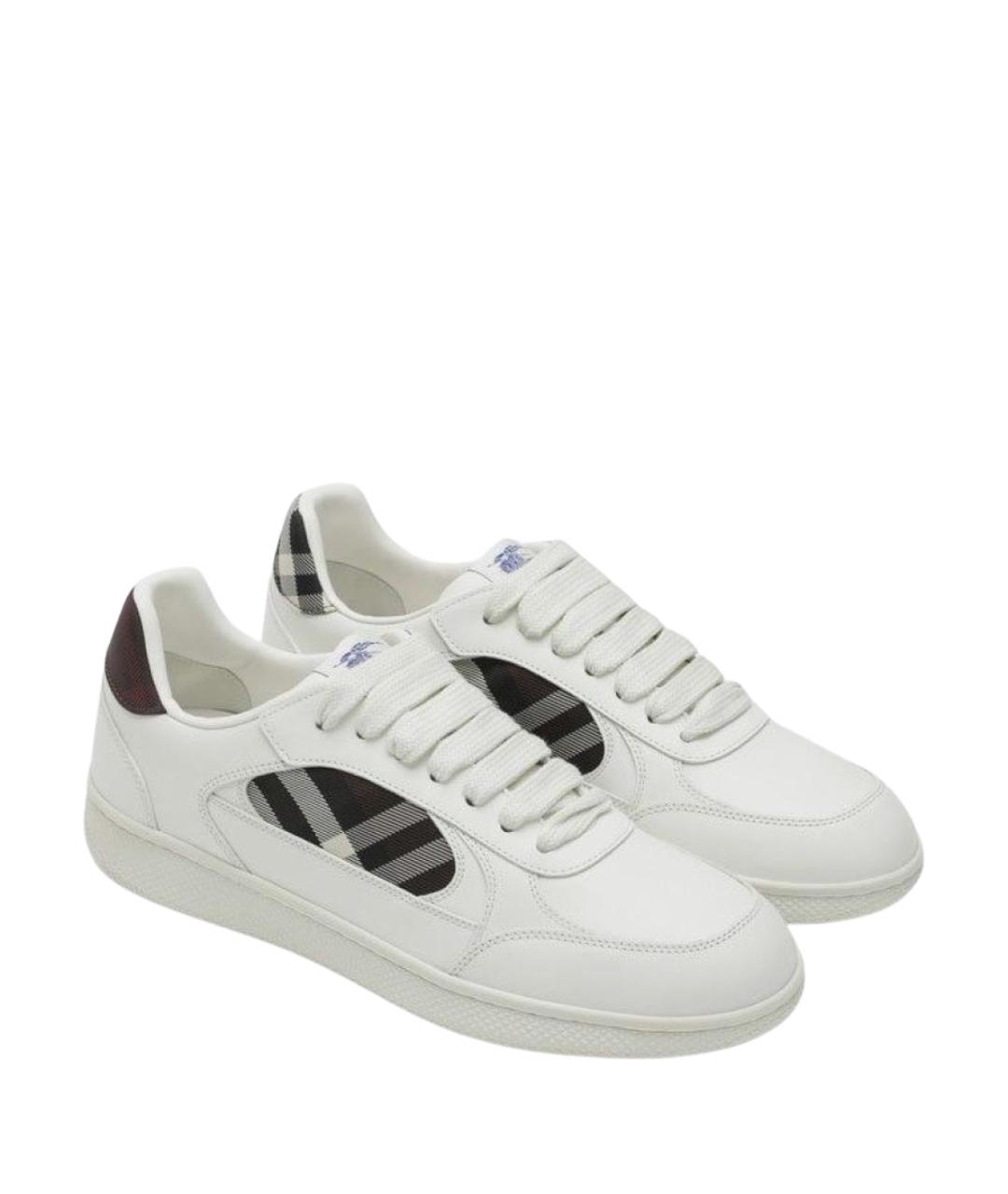 BURBERRY Белые кожаные низкие кроссовки / кеды, фото 2