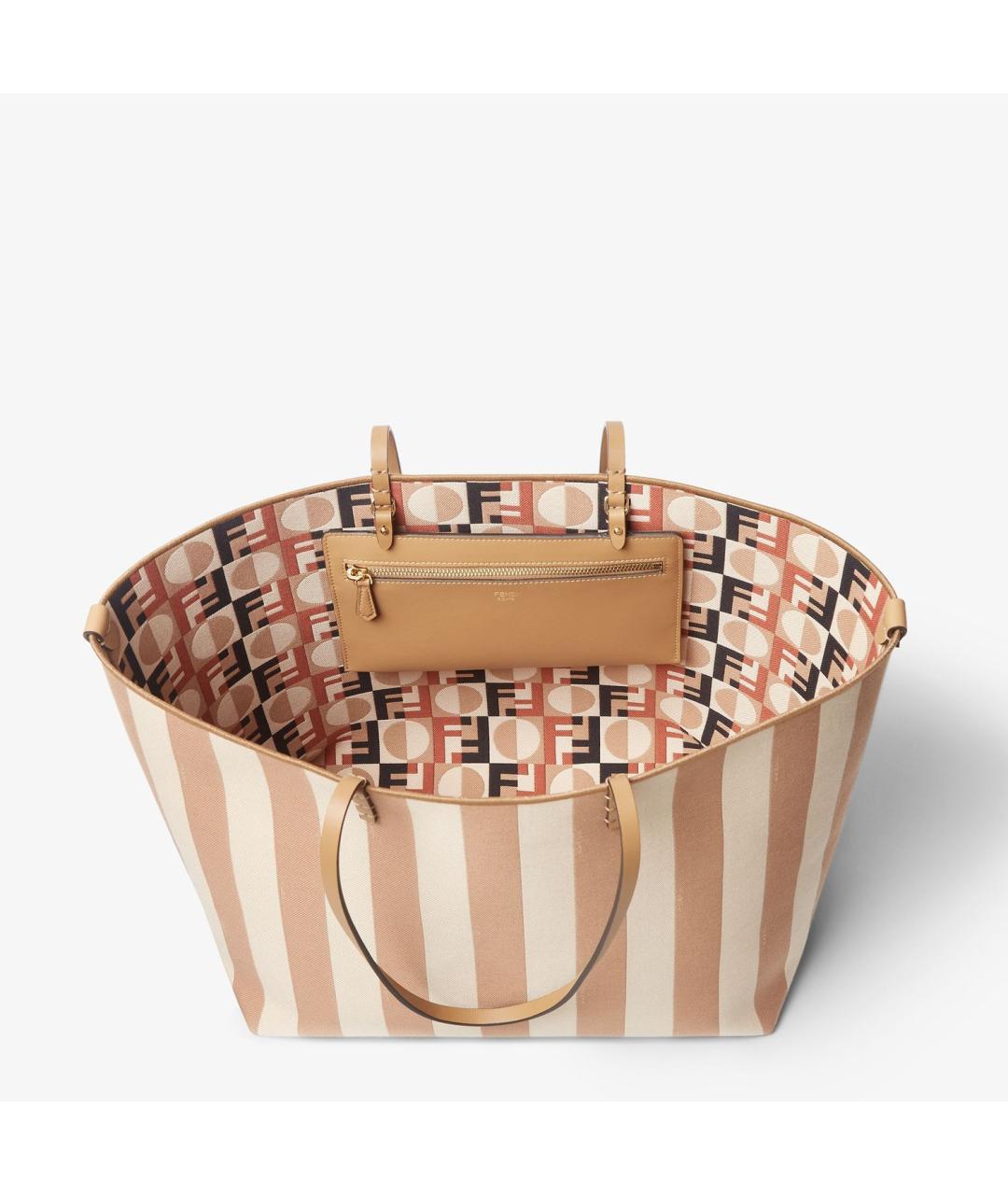 FENDI Бежевая тканевая сумка тоут, фото 4
