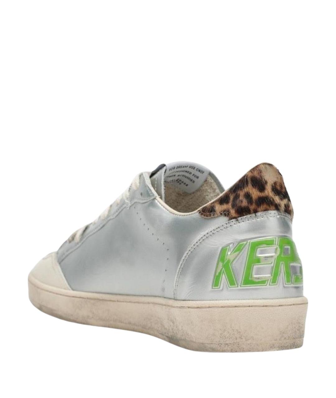 GOLDEN GOOSE DELUXE BRAND Серебряные кожаные низкие кроссовки / кеды, фото 2