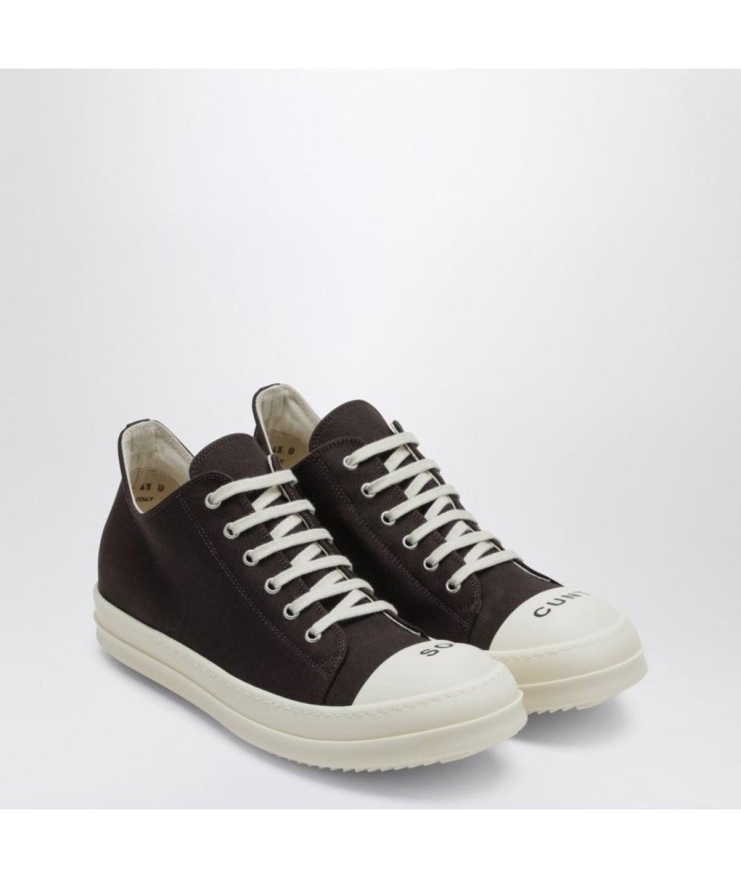 RICK OWENS DRKSHDW Коричневые текстильные низкие кроссовки / кеды, фото 2