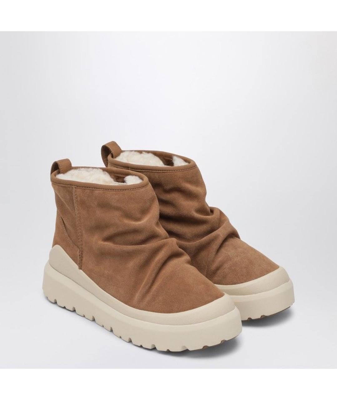 UGG AUSTRALIA Коричневые кожаные высокие ботинки, фото 2