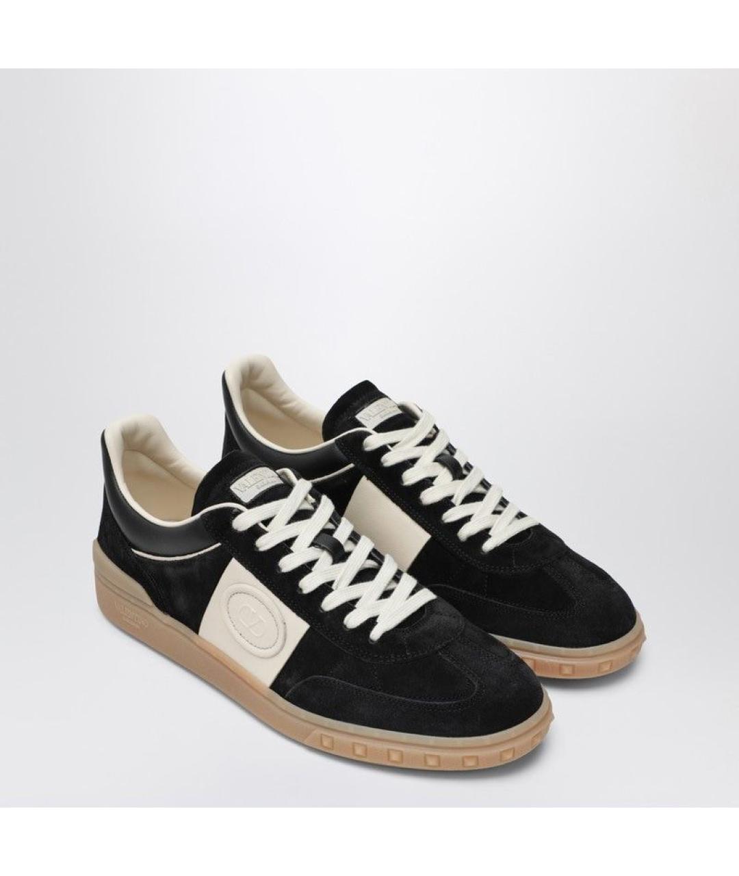 VALENTINO Черные замшевые низкие кроссовки / кеды, фото 4