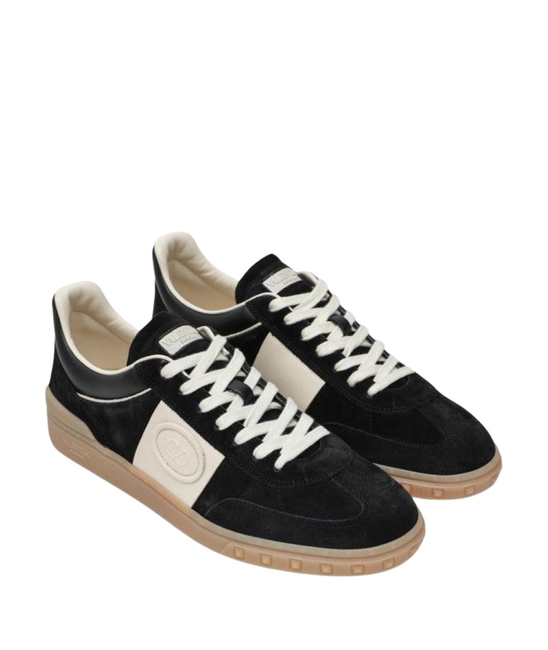 VALENTINO Черные замшевые низкие кроссовки / кеды, фото 2