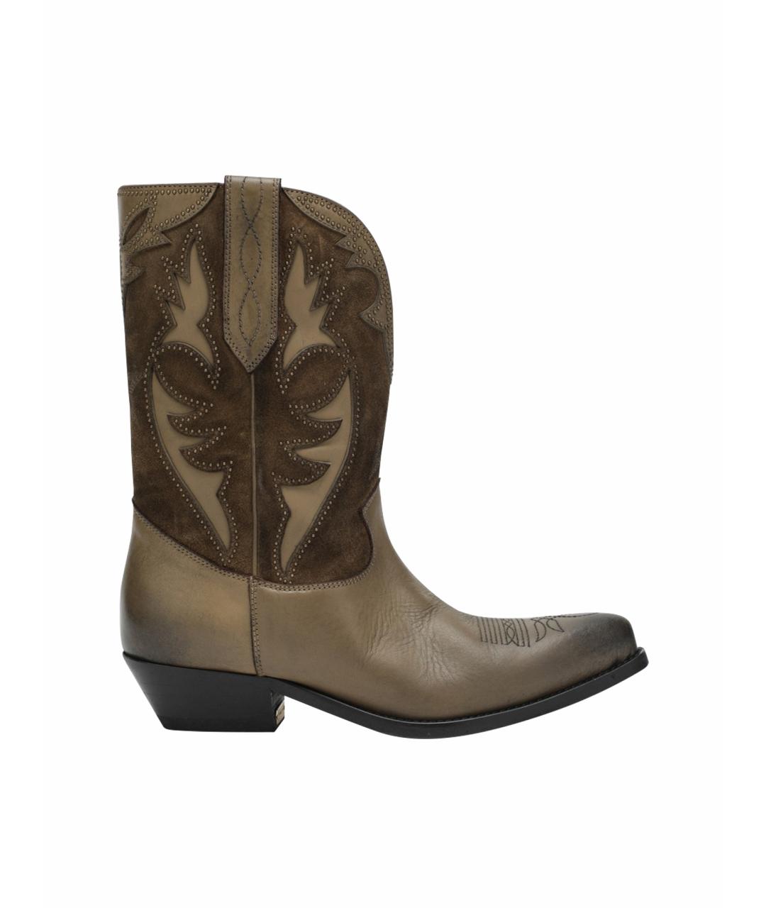 GOLDEN GOOSE DELUXE BRAND Зеленые кожаные ботинки, фото 1