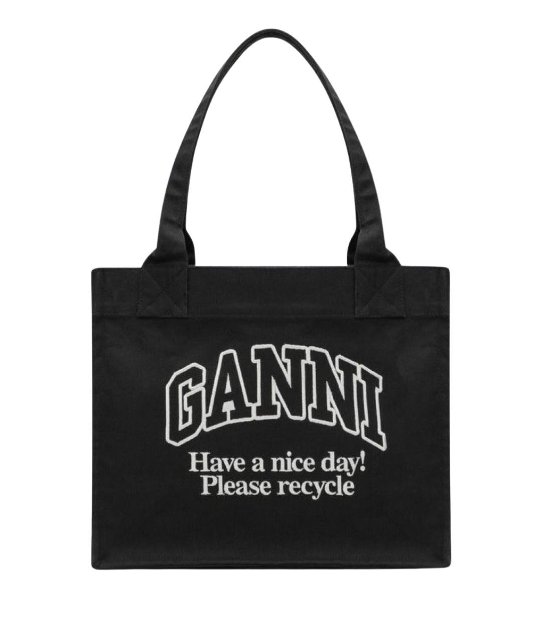 GANNI Черная хлопковая сумка тоут, фото 1