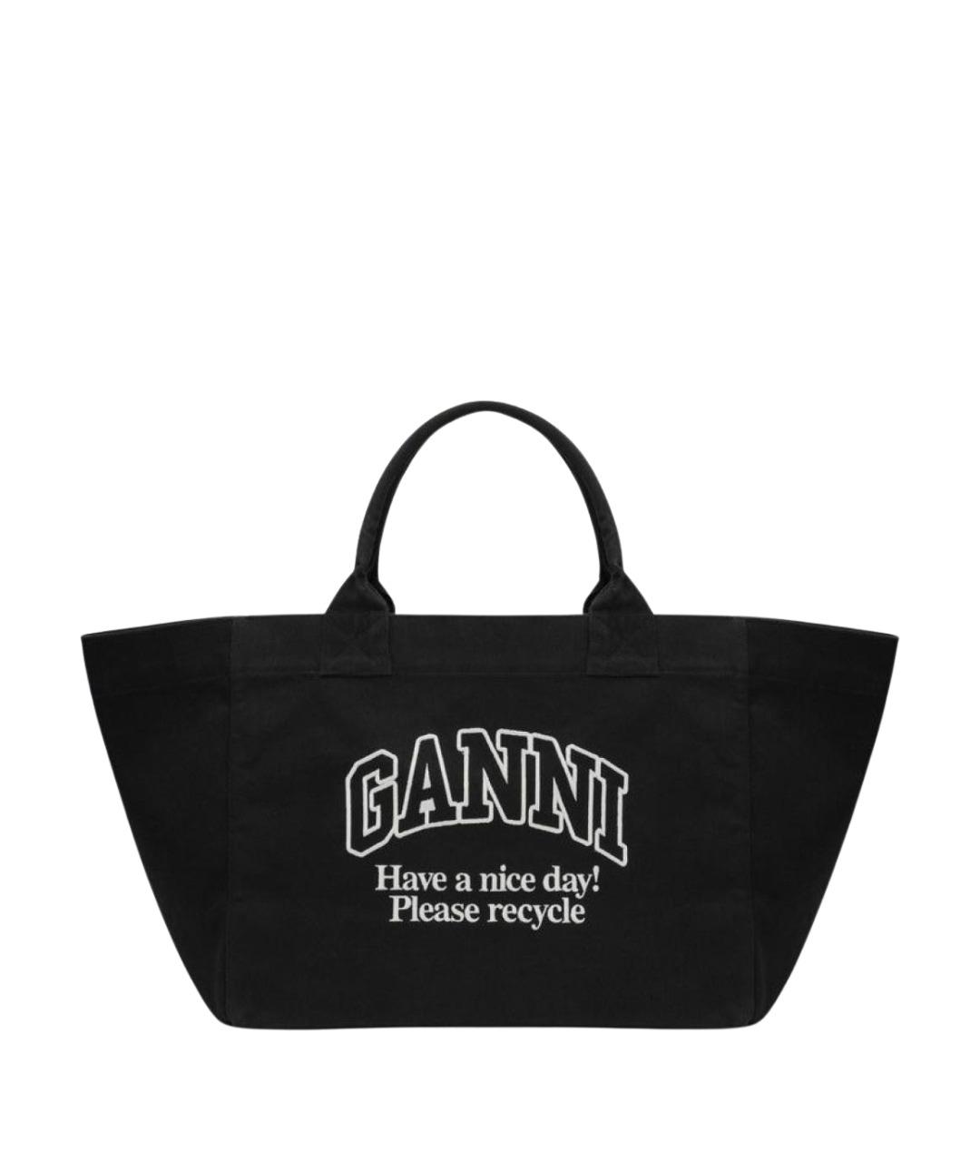 GANNI Черная хлопковая сумка тоут, фото 1