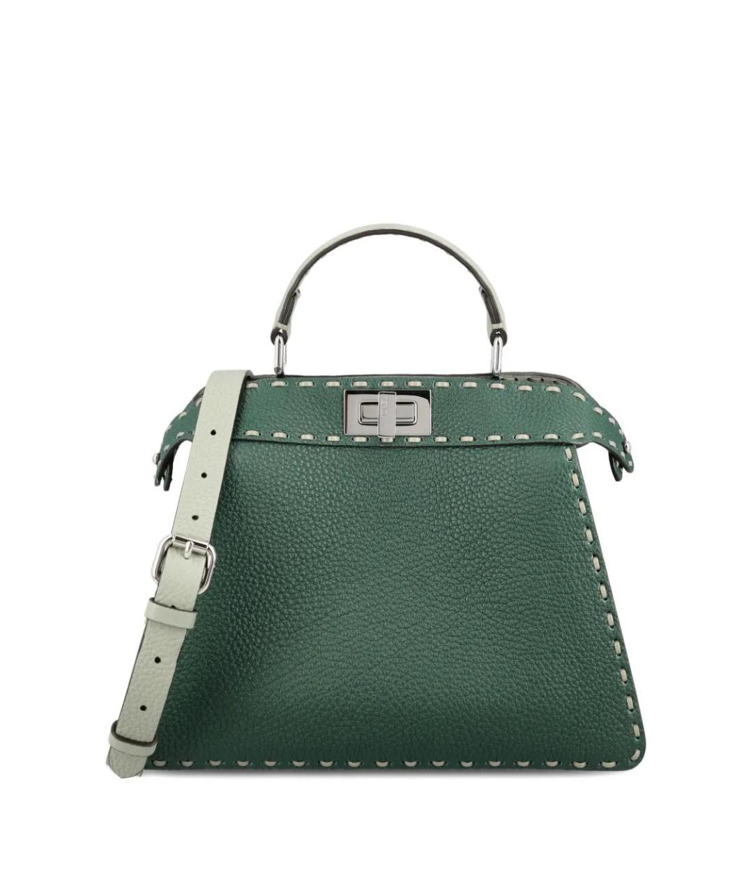 FENDI Зеленая кожаная сумка тоут, фото 4