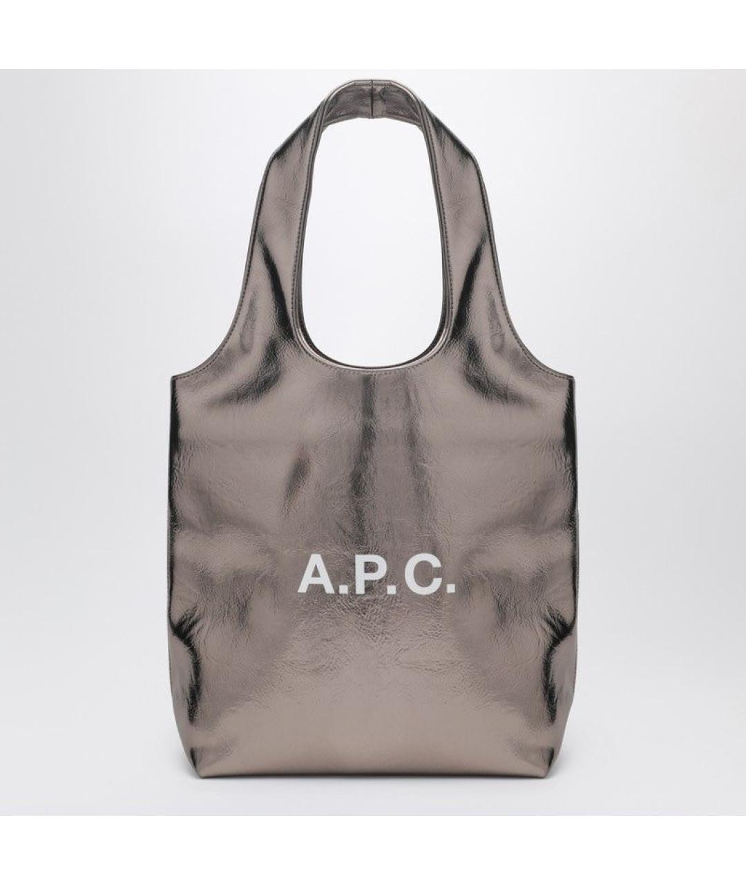 A.P.C. Серебряная сумка тоут из искусственной кожи, фото 3