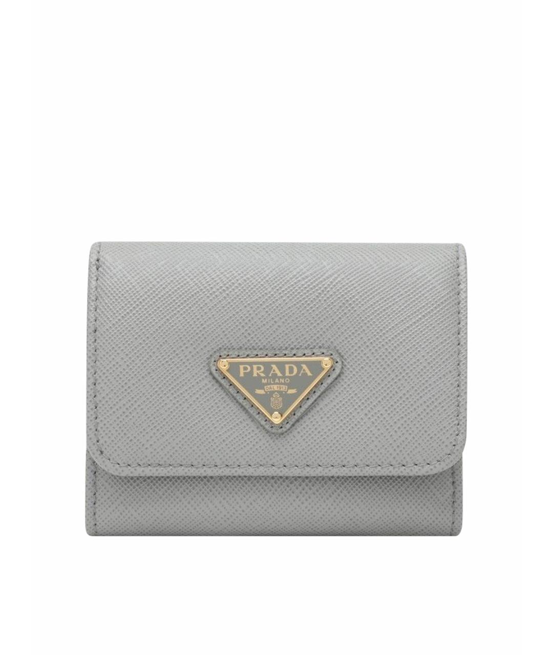 PRADA Серый кожаный кошелек, фото 1