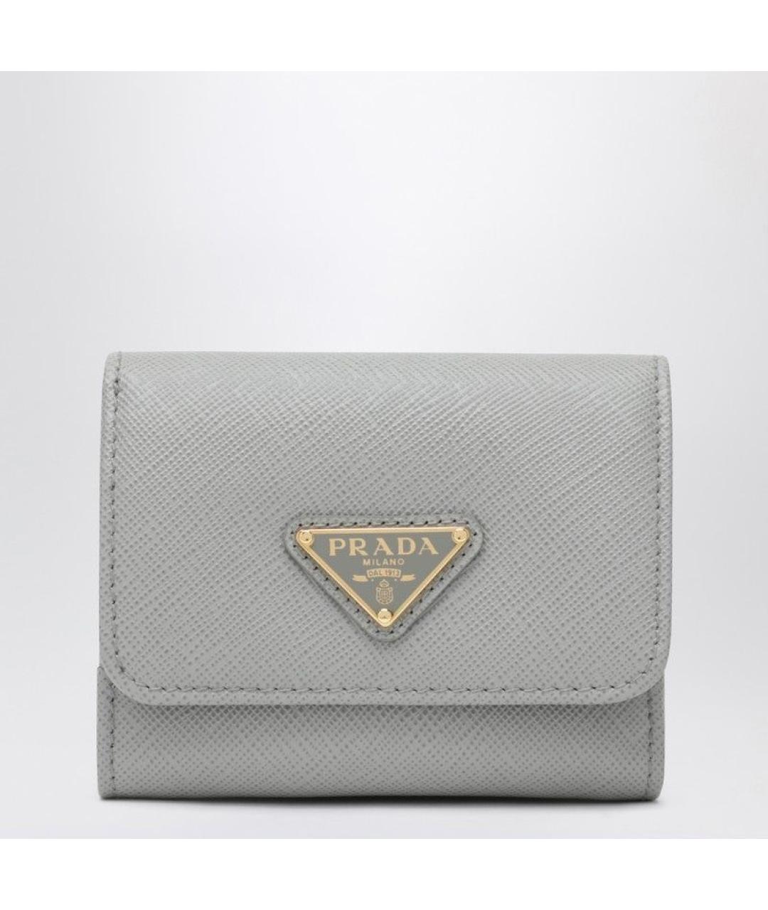 PRADA Серый кожаный кошелек, фото 3
