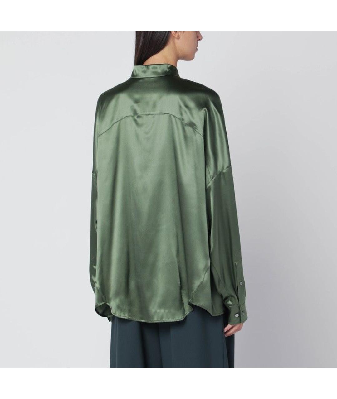 DRIES VAN NOTEN Зеленая шелковая рубашка, фото 3
