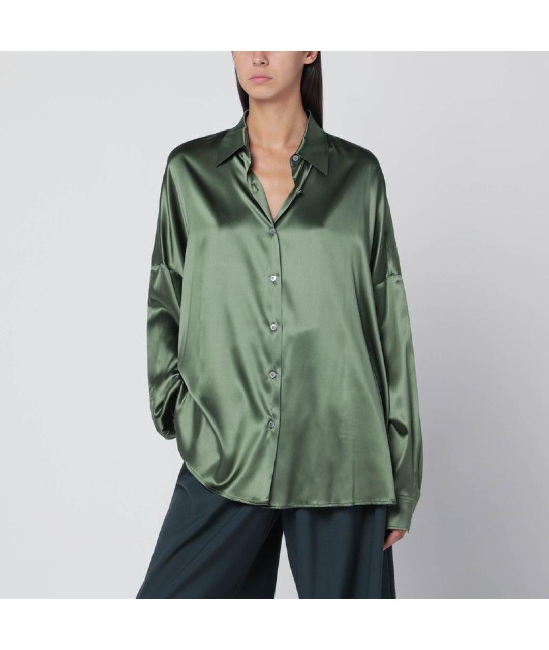 DRIES VAN NOTEN Зеленая шелковая рубашка, фото 2