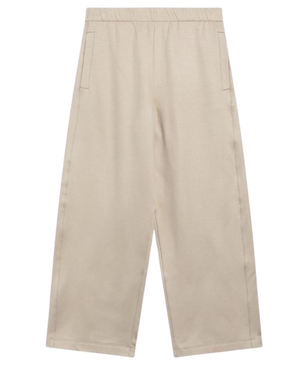 MAX MARA Бежевые шелковые прямые брюки, фото 1