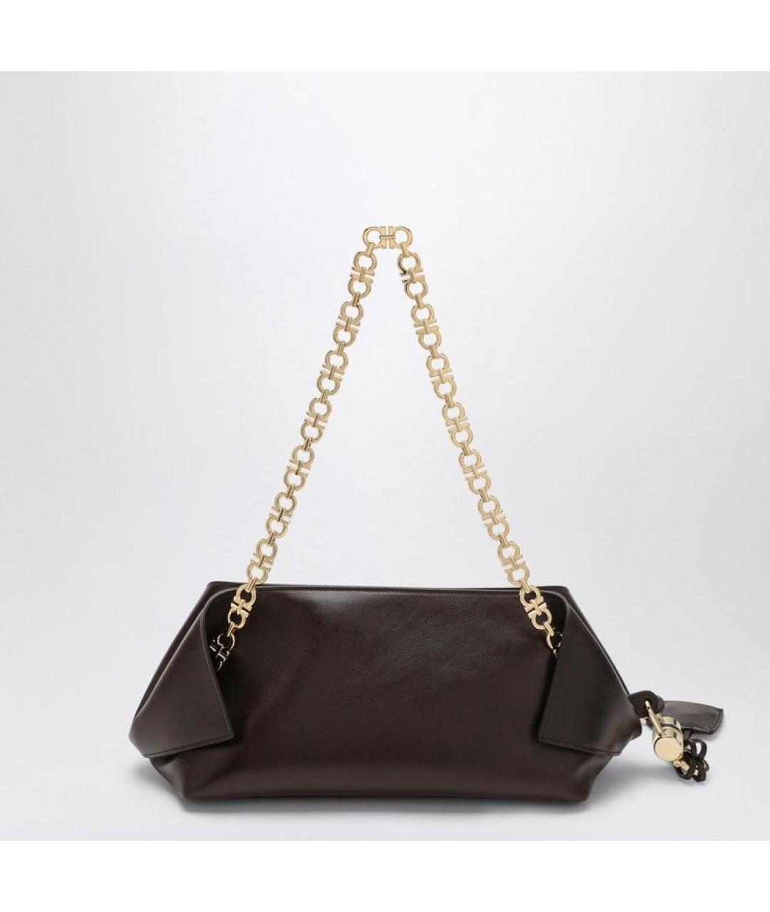 FERRAGAMO Коричневая кожаная сумка через плечо, фото 2