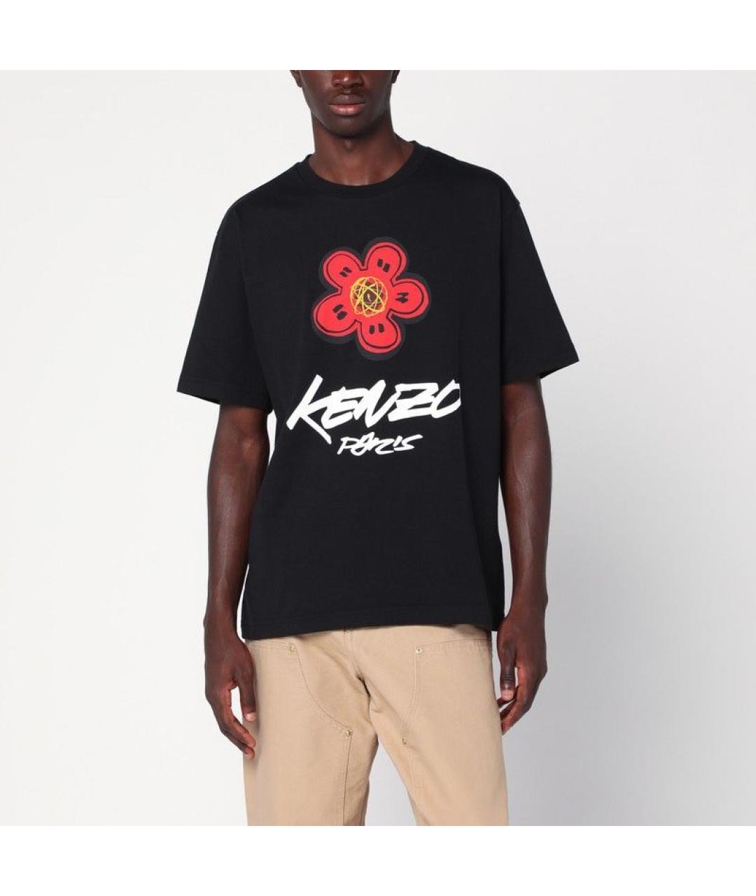 KENZO Черная хлопковая футболка, фото 2