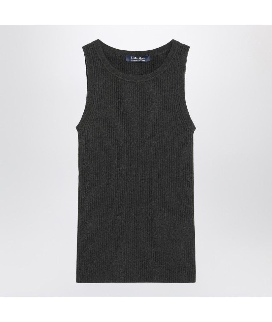 'S MAX MARA Черная шерстяная майка, фото 2