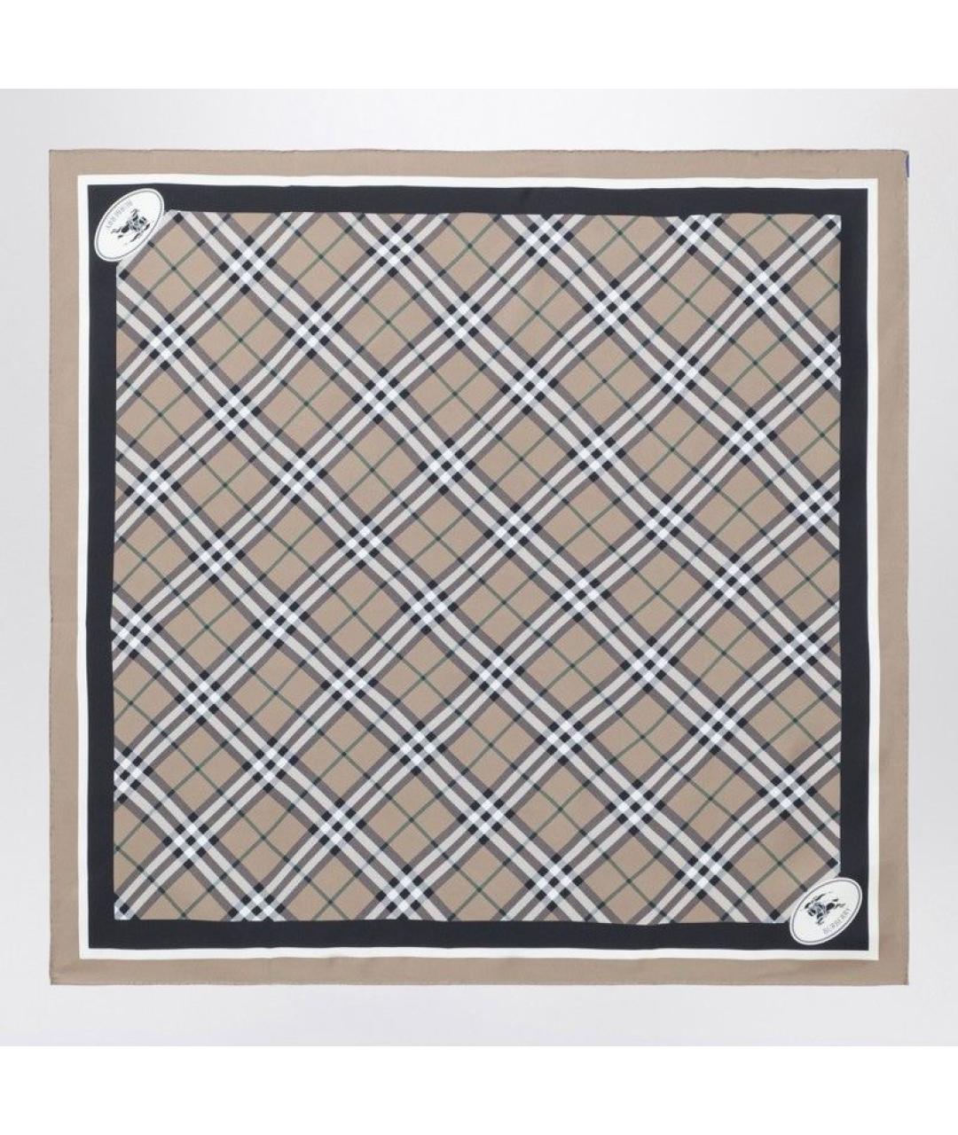 BURBERRY Коричневый шелковый шарф, фото 2