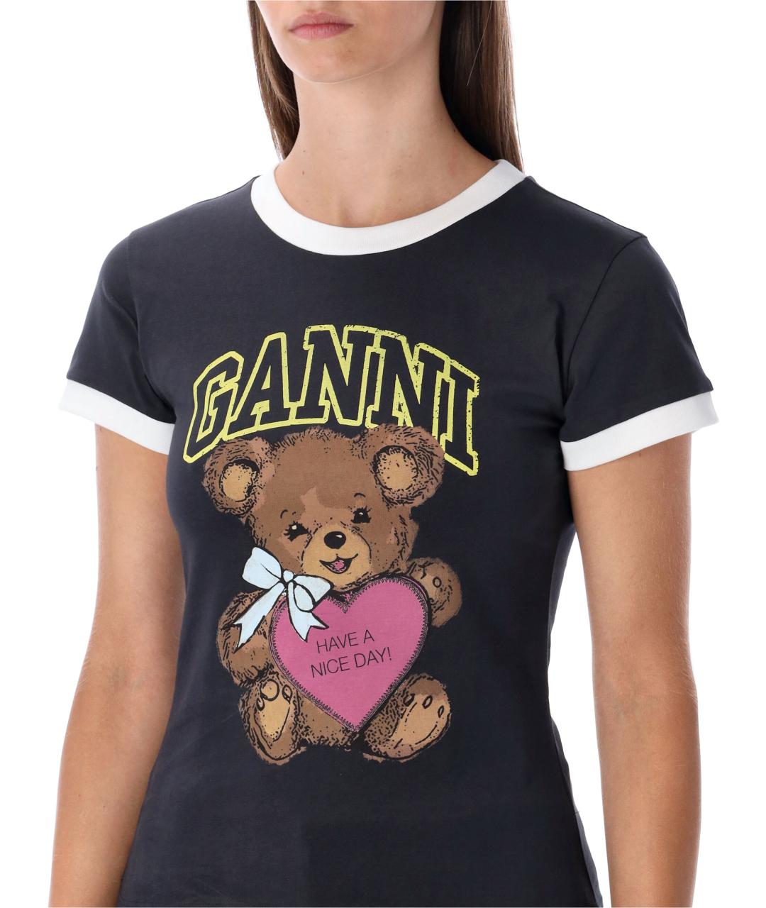 GANNI Хлопковая футболка, фото 4