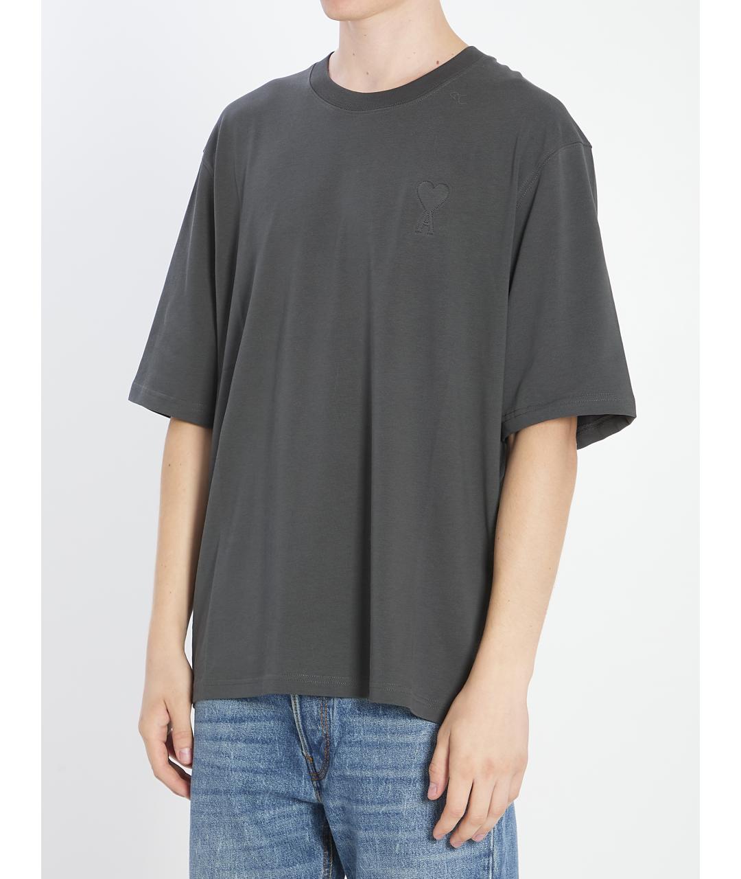 Ami Paris Серая хлопковая футболка, фото 3