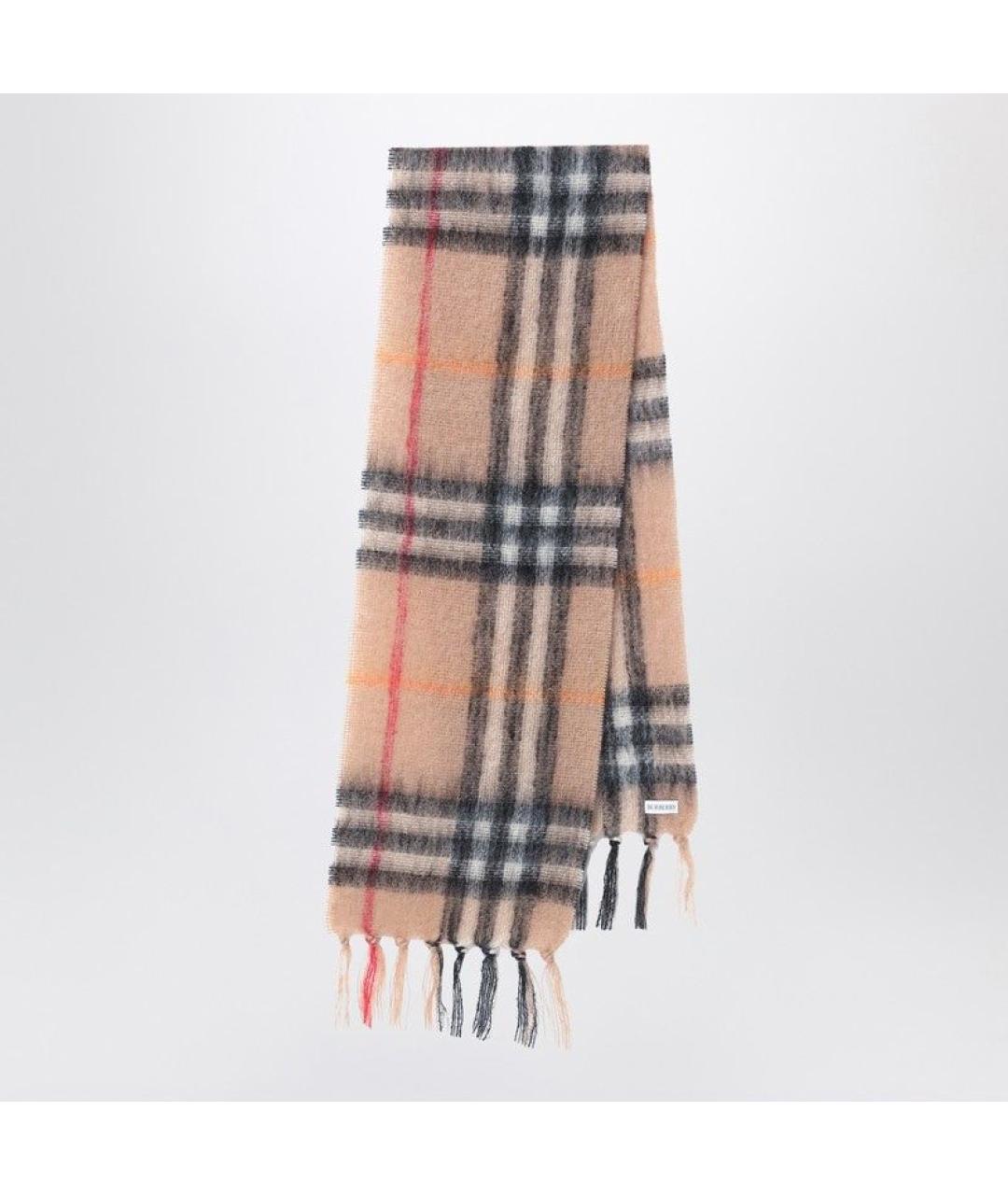 BURBERRY Бежевый шерстяной шарф, фото 3